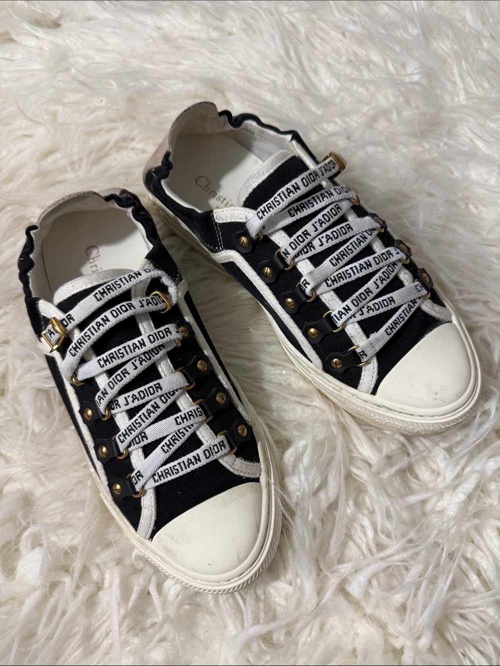 Dior Black and White Canvas Low-Top Sneakers euro 39 or 8.5